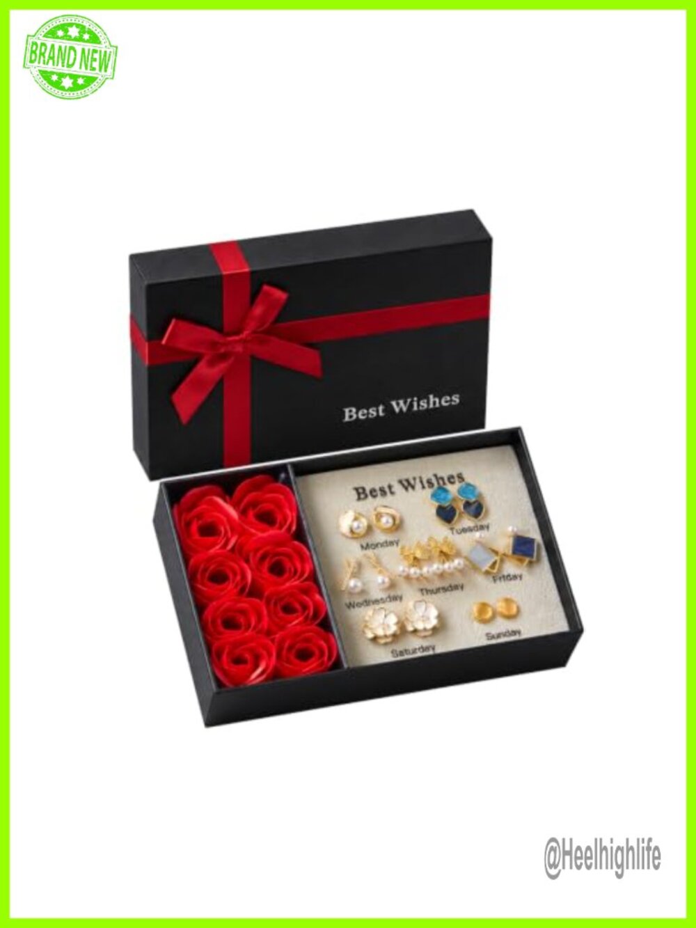 7 Day Stud Earrings Gift Set Hypoallergenic Gold Tone